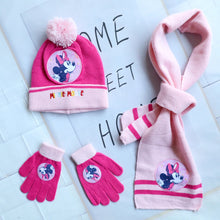 Cute Cartoon Print Scarf Hat Glove Three-piece Set