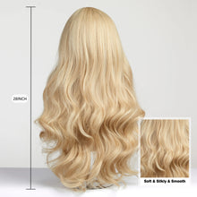 Long Wavy Light Ash Blonde Synthetic Wigs with Bangs