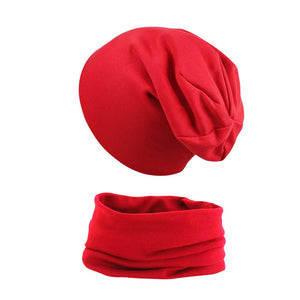 2pcs Soft Elastic Beanie Hat and Scarf Set