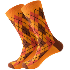 Happy Colorful Striped Argyle Geometric Print Socks