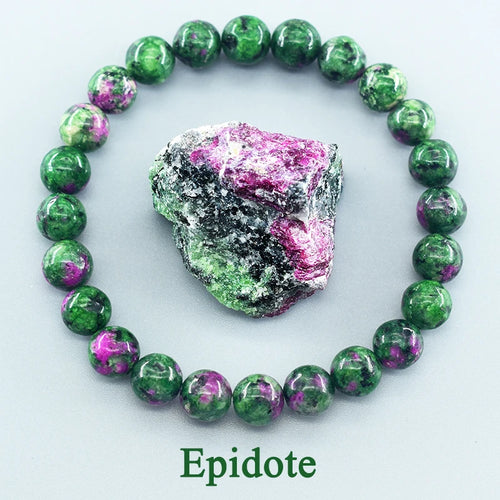 OAIITE Epidote Zoisite Stone Bead Bracelet