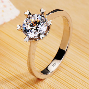 White Tibetan Silver Round Zircon Crystal Ring