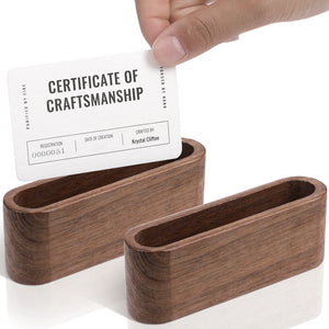 Wooden Business Card Holder with Pen Slot