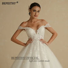 BEPEITHY Glitter Skirt Sleeveless Court Train Vintage Bridal Gown