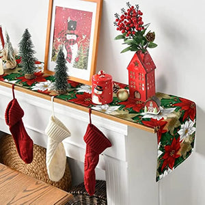 Christmas Poinsettia  Table Runner