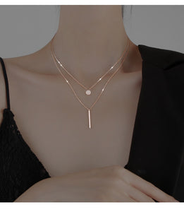 Double Layer Long Stick Pendant Necklace