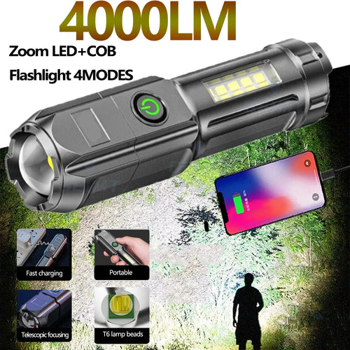 High Power Portable Telescopic Focusing Flashlight