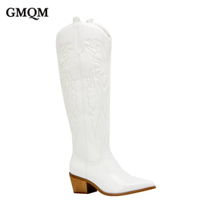 Embroidered Western Knee High Cowboy Boots