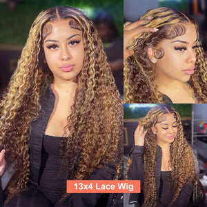 Wiggogo Highlight Blonde Lace Deep Wave Front Wig