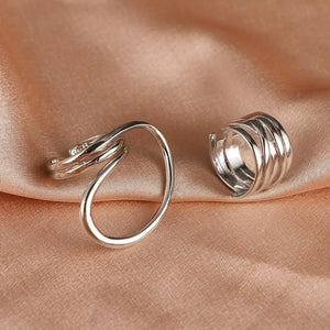 2pcs Exaggerated Line Distorted Geometric Ring