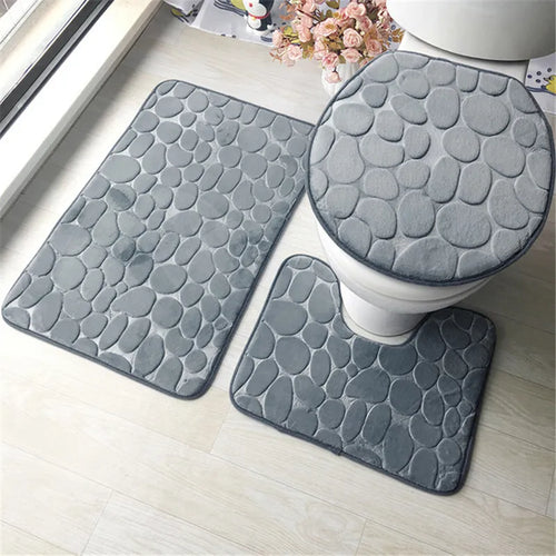 Soft Non Slip Bathroom Bath Mat Set