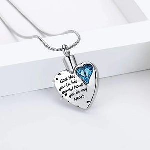 Heart Shaped Birthstone Cremation Keepsake Necklace