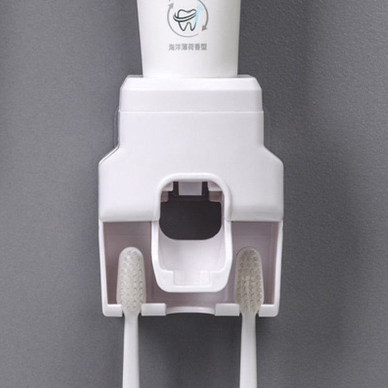 Wall Mounted Automatic Toothpaste Dispenser Toothbrush Holder