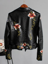 Floral Print Faux Soft Leather Jacket