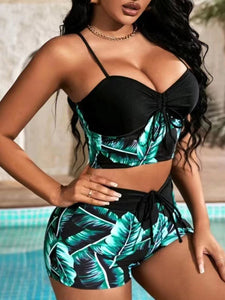 High Waist Drawstring Closed Bikini Set