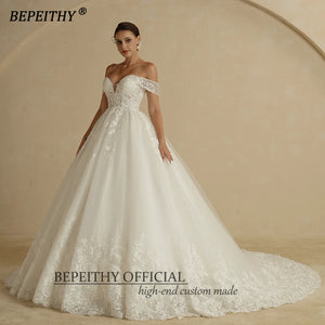 BEPEITHY Glitter Skirt Sleeveless Court Train Vintage Bridal Gown