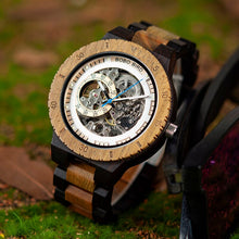 BOBO BIRD Mechanical Genuine Leather Wooden Wristwatch