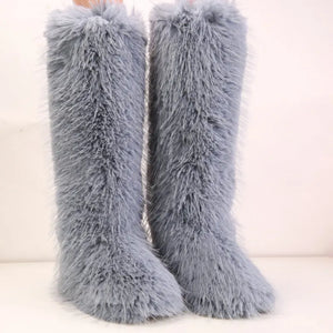ZMPDXY Over the Knee Faux Fur Platform Boots