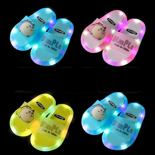 Cartoon Print Lighted Slippers