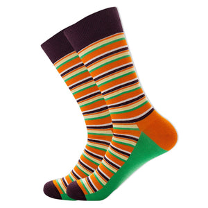 Happy Colorful Striped Combed Cotton Socks