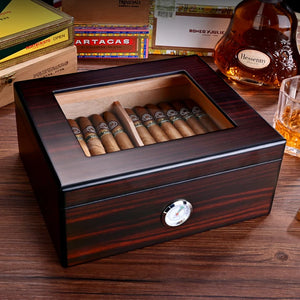 Cedar Wood Large Capacity Cigar Humidor with Digital Hygrometer