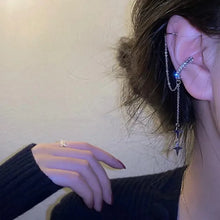 Shiny Silver Color Crystal Tassel Non-Piercing Cuff Ear Clip