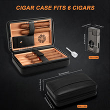 Cedar Wood Cigar Case with Cigar Lighter V Cut Cigar Cutte