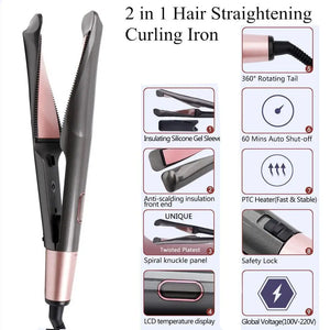 2 in 1 Hair Straightener And Curler Negative Ion Fast Heating