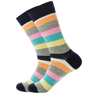 Happy Colorful Striped Combed Cotton Socks