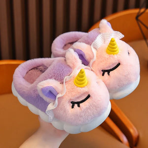 Plush Cartoon Print Non-Slip Soft Slippers