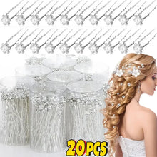 20pcs Elegant Pearl Crystal U-shaped Meta Hairpins