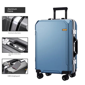 Rolling Aluminum Frame Travel Suitcase