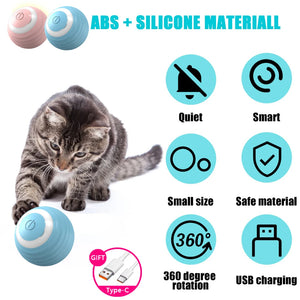 Interactive 360° Automatic Rotating Rolling Ball Cats Toy With USB Charging