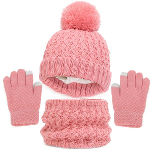 Knitted Hat Scarf and Gloves Set