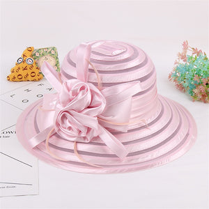 Elegant Sheer Floral Bow Bucket Hat