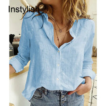 Long Sleeve Cotton Linen Loose Blouse