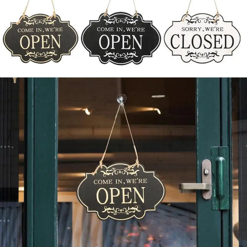 Open Closed Wooden Rustic Double-sided Sign Board