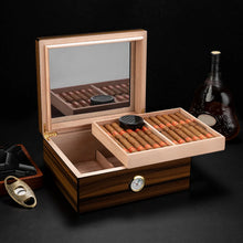 Spanish Cedar Wood Cigar Humidor with Hygrometer & Shelves