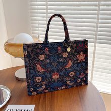 Large Capacity Bird & Flower Embroidered Canvas Tote