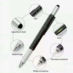 Multi-function 6 In1 Metal Ballpoint Pen Screwdriver