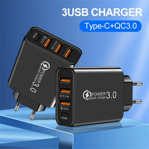 USB Wall Plug 4 Port Charger Block