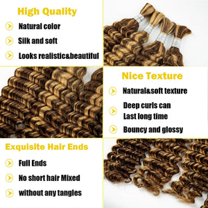 28" Deep Wave Bulk Human Hair for Braiding