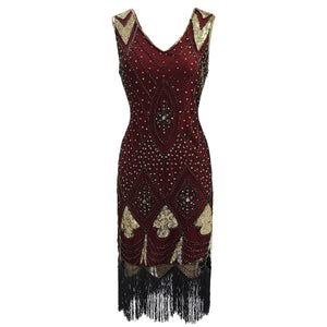 1920S Great Gatsby Tasseled Beaded Sequin Party Dress