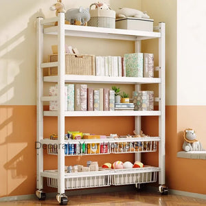 Bookshelf Storage Multi Story Multifunctional Snack Trolley Cart