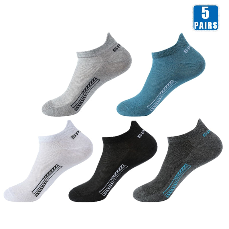 5 Pair Pure Cotton Low-Cut Boat Socks