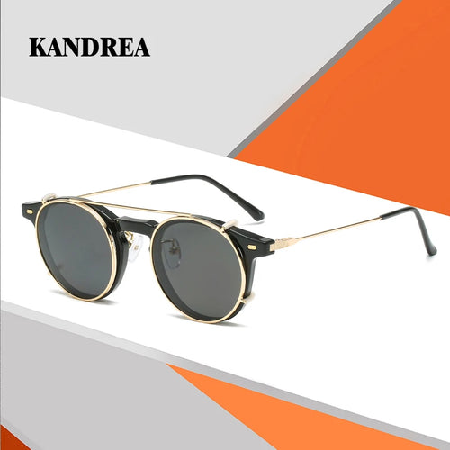 KANDREA Round Polarized Retro Sunglasses