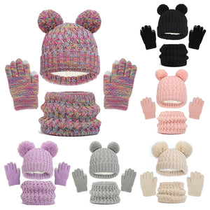 Knitted Hat Gloves Scarf Set