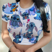 Cartoon Print Crop Top Slim Fit T-Shirt