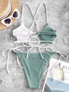 Brazilian Two-piece Two-tone Swimsuit