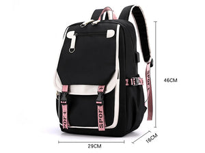 Cartoon Print  USB Charging Laptop Backpack